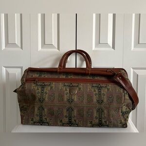 CAPEZIO, Vintage Faux Leather Multicolor Carpet Bag Style Weekend Travel Bag